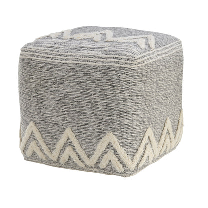 Pouf en polyester gris de 16 po