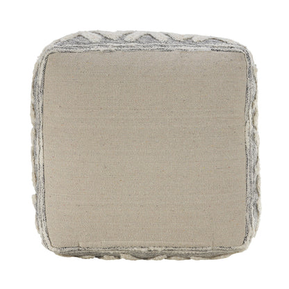 Pouf en polyester gris de 16 po