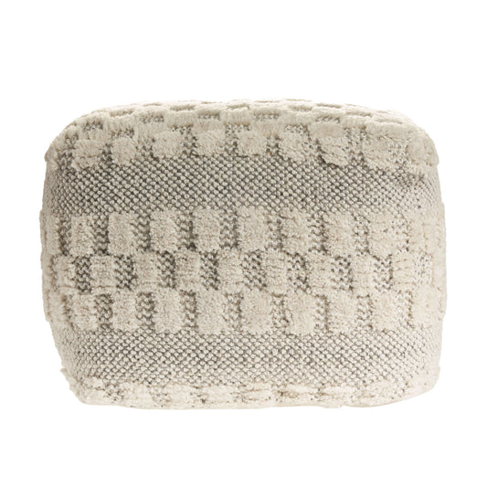 Pouf en laine beige de 18 po