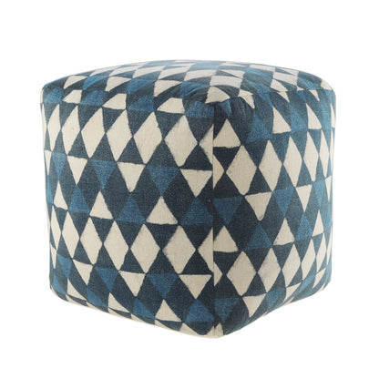 20" Blue 100% Cotton Ottoman