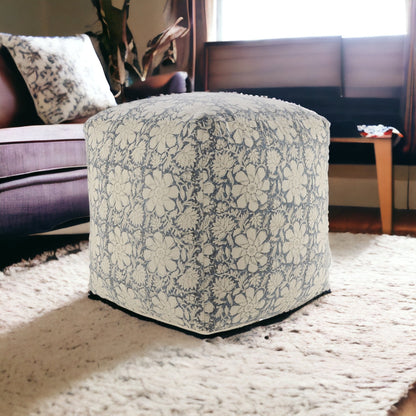 Pouf beige 100 % coton de 20 po