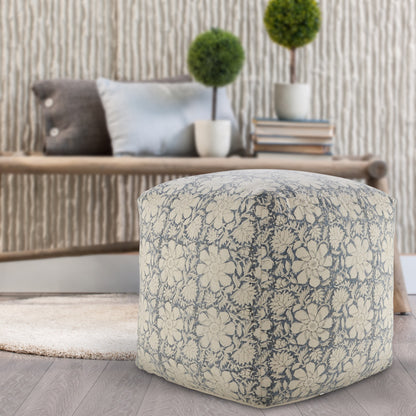 Pouf beige 100 % coton de 20 po