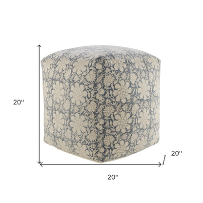 Pouf beige 100 % coton de 20 po