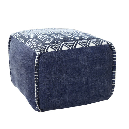 Pouf 100 % coton bleu de 18 po