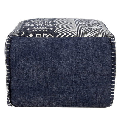 Pouf 100 % coton bleu de 18 po