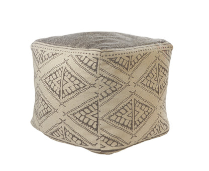 Pouf beige 100 % coton de 20 po