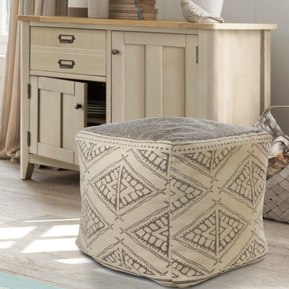 Pouf beige 100 % coton de 20 po