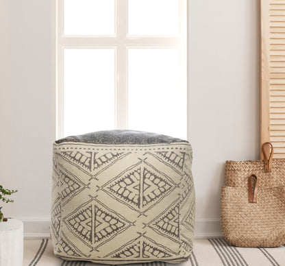 Pouf beige 100 % coton de 20 po