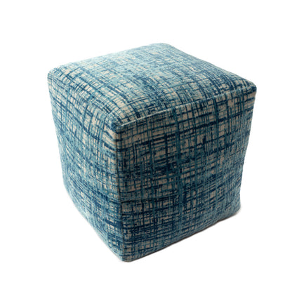 18" Blue Polyester Blend Ottoman