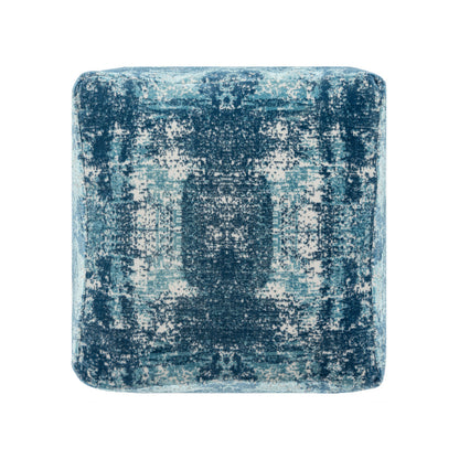 18" Blue Polyester Blend Ottoman