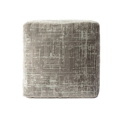 Pouf en mélange de polyester gris de 18 po