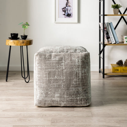 Pouf en mélange de polyester gris de 18 po