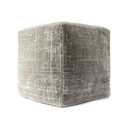 Pouf en mélange de polyester gris de 18 po