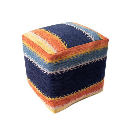 18" Multicolored Polyester Blend Ottoman