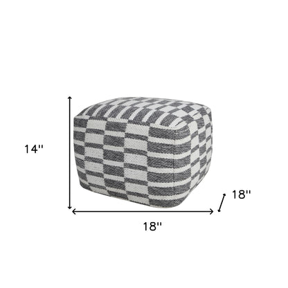 Pouf 100 % coton gris de 18 po