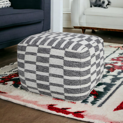 Pouf 100 % coton gris de 18 po