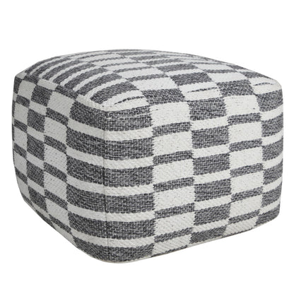 Pouf 100 % coton gris de 18 po