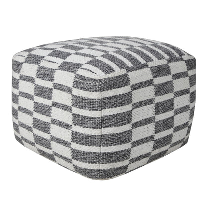 Pouf 100 % coton gris de 18 po