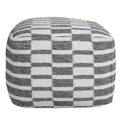 Pouf 100 % coton gris de 18 po