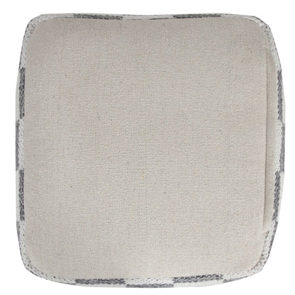 Pouf 100 % coton gris de 18 po