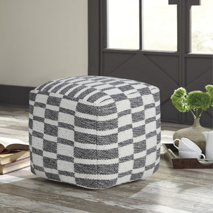 Pouf 100 % coton gris de 18 po