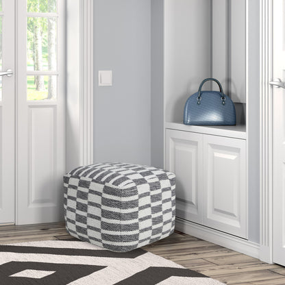 Pouf 100 % coton gris de 18 po