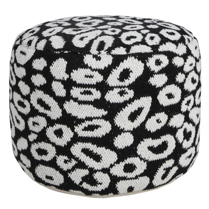 Pouf en mélange de coton noir de 18 po