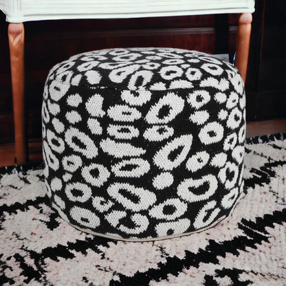 Pouf en mélange de coton noir de 18 po