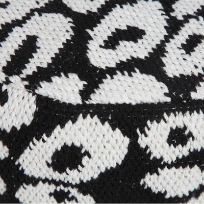 Pouf en mélange de coton noir de 18 po