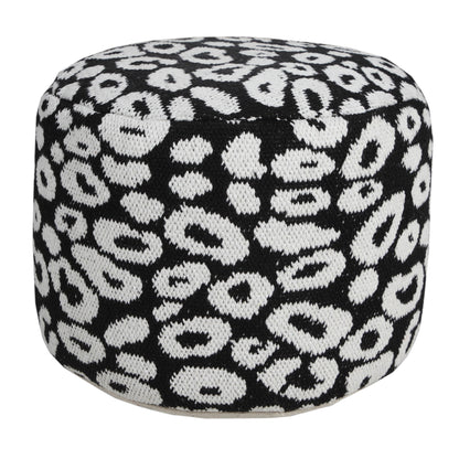 Pouf en mélange de coton noir de 18 po