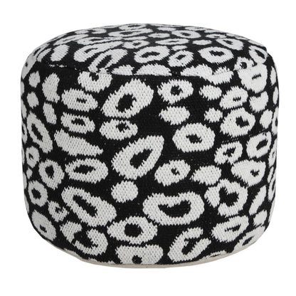 Pouf en mélange de coton noir de 18 po