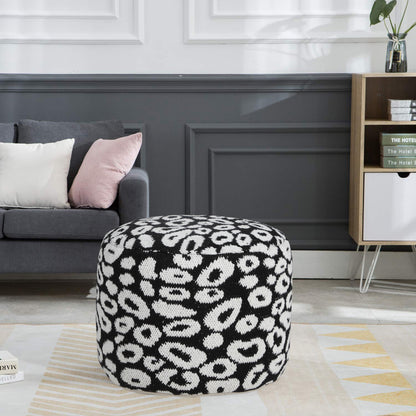 Pouf en mélange de coton noir de 18 po