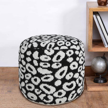 Pouf en mélange de coton noir de 18 po