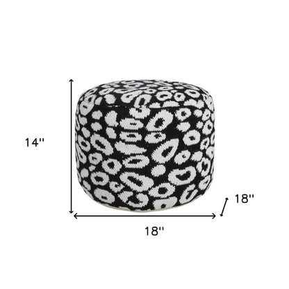 Pouf en mélange de coton noir de 18 po