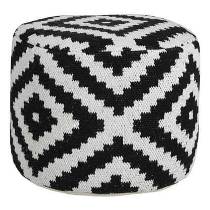 Pouf en mélange de coton noir de 18 po