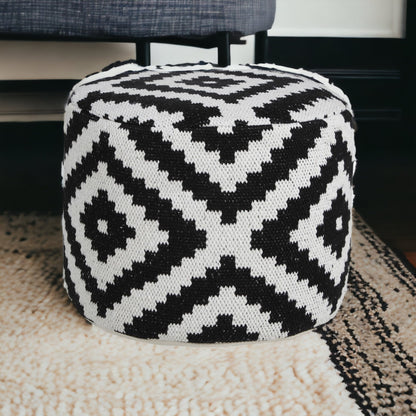 Pouf en mélange de coton noir de 18 po