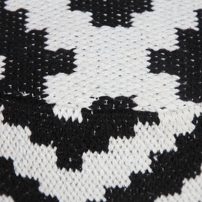 Pouf en mélange de coton noir de 18 po