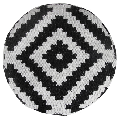 Pouf en mélange de coton noir de 18 po