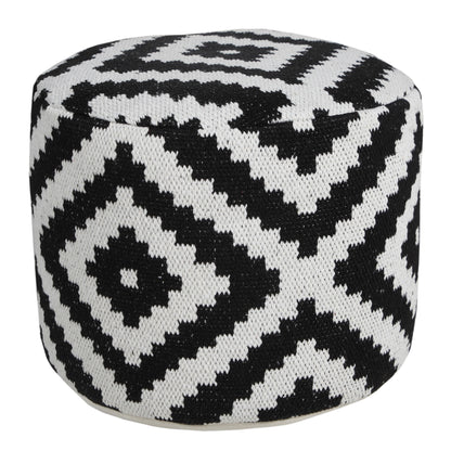 Pouf en mélange de coton noir de 18 po