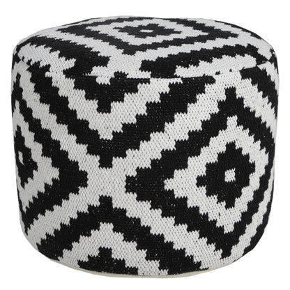 Pouf en mélange de coton noir de 18 po