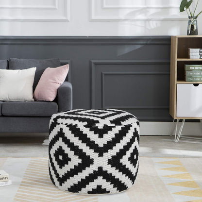 Pouf en mélange de coton noir de 18 po