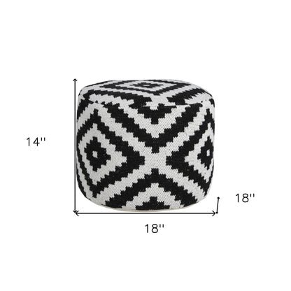 Pouf en mélange de coton noir de 18 po