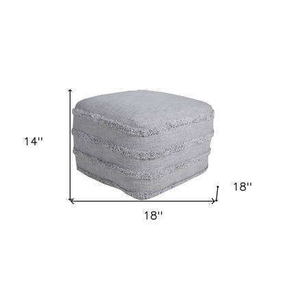 Pouf 100 % coton gris de 18 po