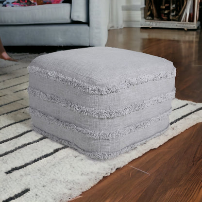 Pouf 100 % coton gris de 18 po