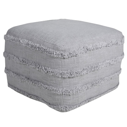 Pouf 100 % coton gris de 18 po