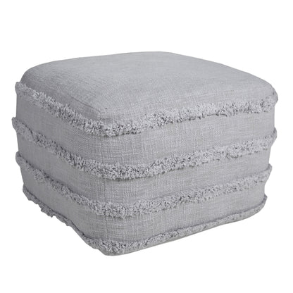 Pouf 100 % coton gris de 18 po