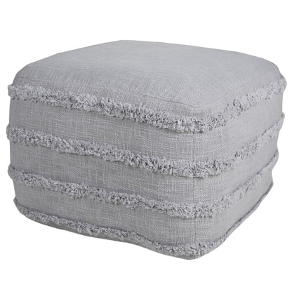 Pouf 100 % coton gris de 18 po