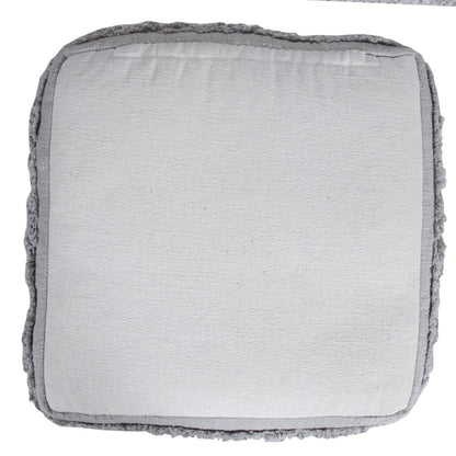 Pouf 100 % coton gris de 18 po