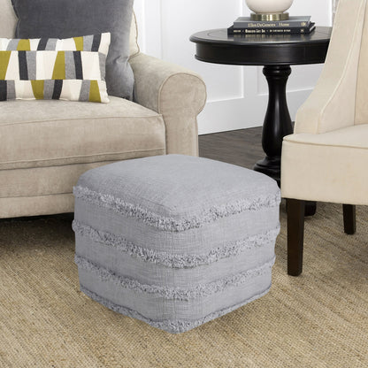 Pouf 100 % coton gris de 18 po