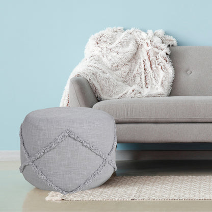 Pouf 100 % coton bleu de 18 po